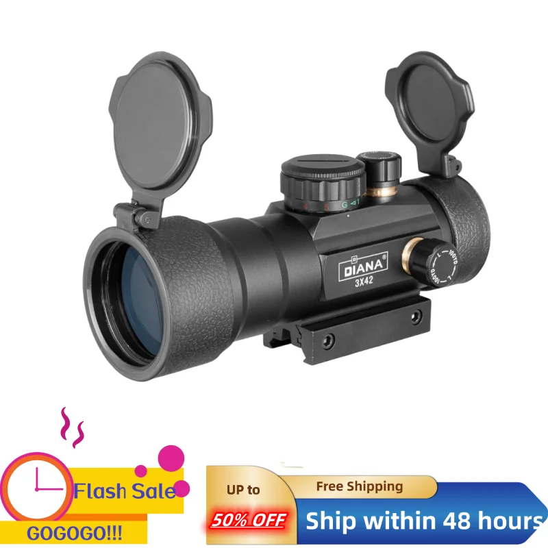 

DIANA 3X44 Green Red Dot Sight Scope 2X40 Red Dot 3X42 Tactical Optics Riflescope Fit 11/20mm Rail 1X40 Rifle Sight for Hunting