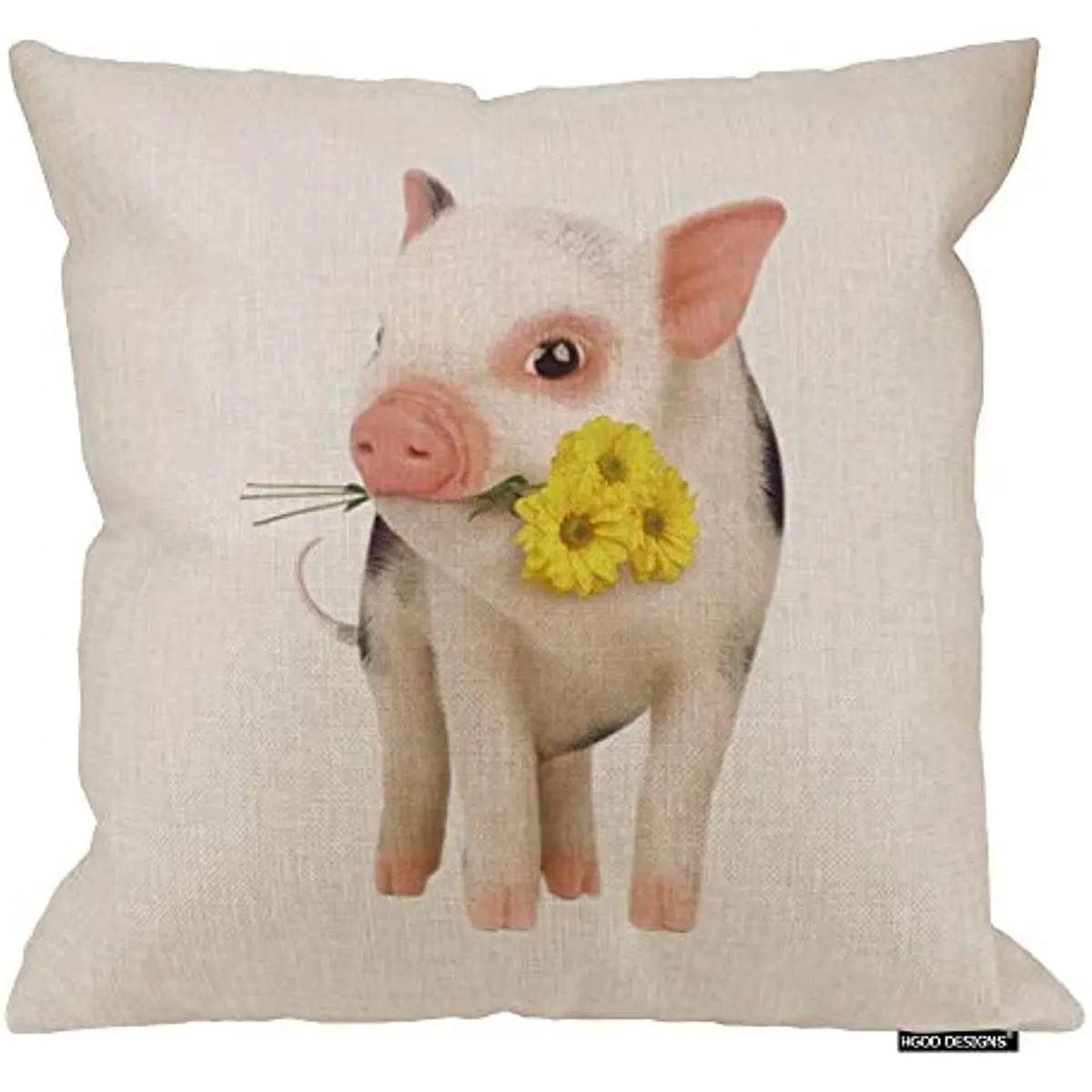 

Cute Pink Pig Cotton Linen Square Decorative Throw Pillow Case Pet Cushion Cover Decorative Pillowcases for Sofa Bed Couch