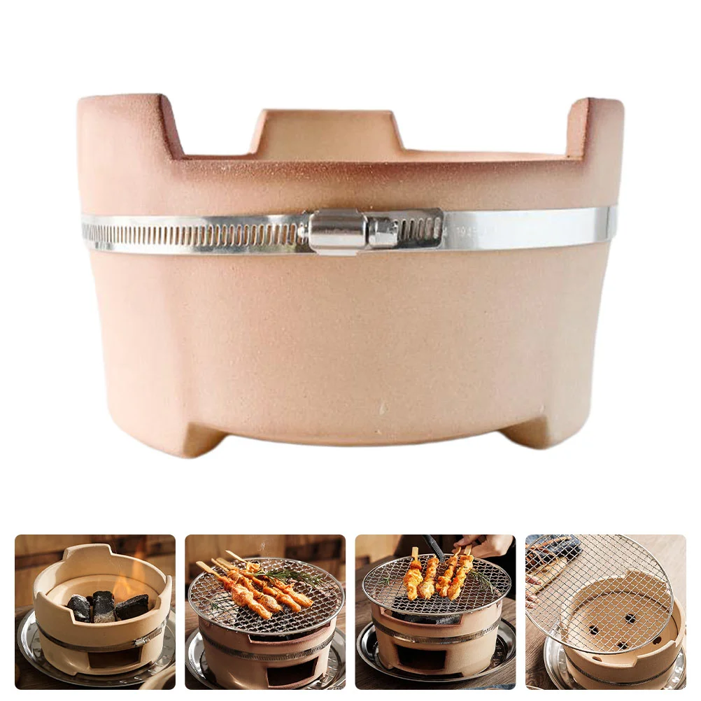 

Stove Grill Charcoal Bbq Barbecue Camping Tabletop Clay Wood Japanese Portable Outdoor Pottery Korean Campfire Picnic Burning