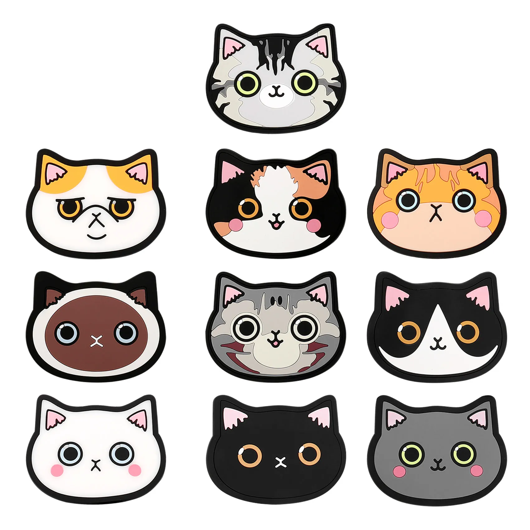 

10 Pcs/Set Cat Silicone Mat Cup Bar Home Cartoon Animal Coaster for Hot Drink Coffee Milk Tea Mug Cup Accessories