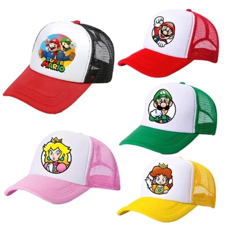 Фото Бейсболки Mario Casual: универсальные полиэстеровые кепки для детей и взрослых, регулируемые, в стиле аниме, для водителей грузовиков №1