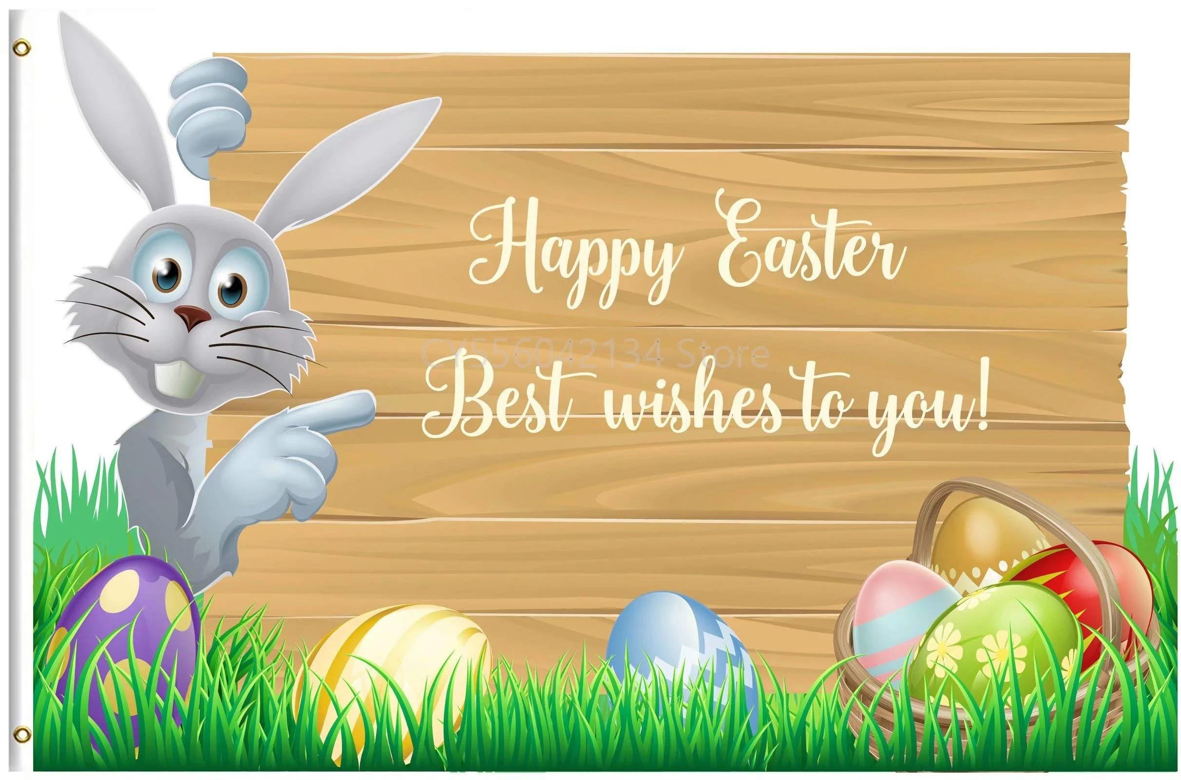 

Easter Bunny Rabbit and Colorful Eggs Home Decoration Outdoor Decor Polyester Banners and Flags 90x150cm 120x180cm