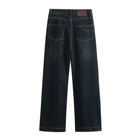 Модные женские джинсы больших размеров, осень 2023, новые простые качественные эластичные джинсовые прямые длинные брюки K005