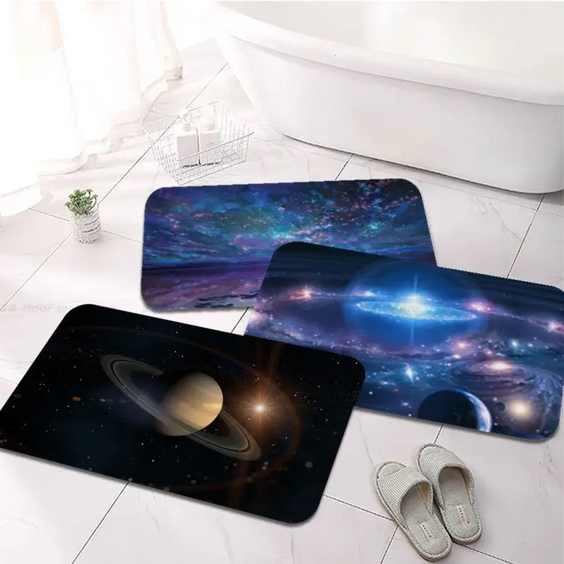 

3D Starry Sky Universe Floor Mat Bathroom Mat Kids Room Bedroom Decoration Balcony Anti-Slip Doormat Living Room Welcome Rug
