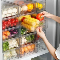 refrigerator organizer bins clear fruit food jars storage box with handle for freezer cabinet kitchen accessories organization