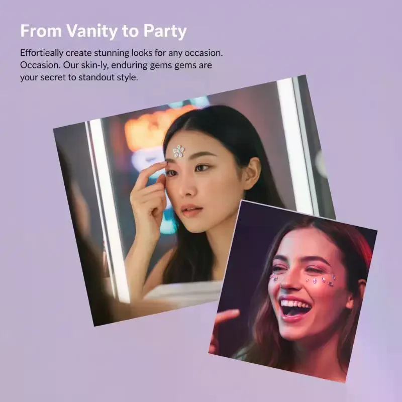 Фото Наклейки для лица с 3D-стразами Rave Makeup, блестящие самоклеящиеся кристаллы, 1 лист для декора костюмов на EDM-фестиваль или вечеринку. №2