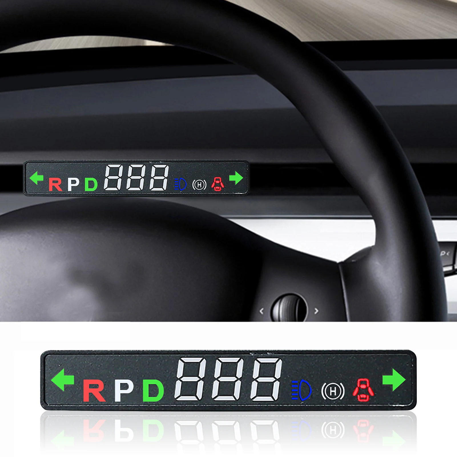 Real-time Car HUD Head Up Display For Tesla Model Y/3 With Waterproof Steering Wheel Screen Power Speed Gear Speedometer Alarm