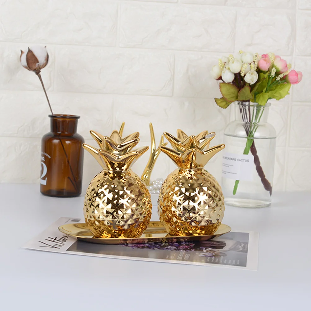 

Pineapple Fruit Figurine Bank Ceramic Statue Decor Coin Money Decorative Ornament Tabletop Desk Sculpture Figurines Saving Piggy