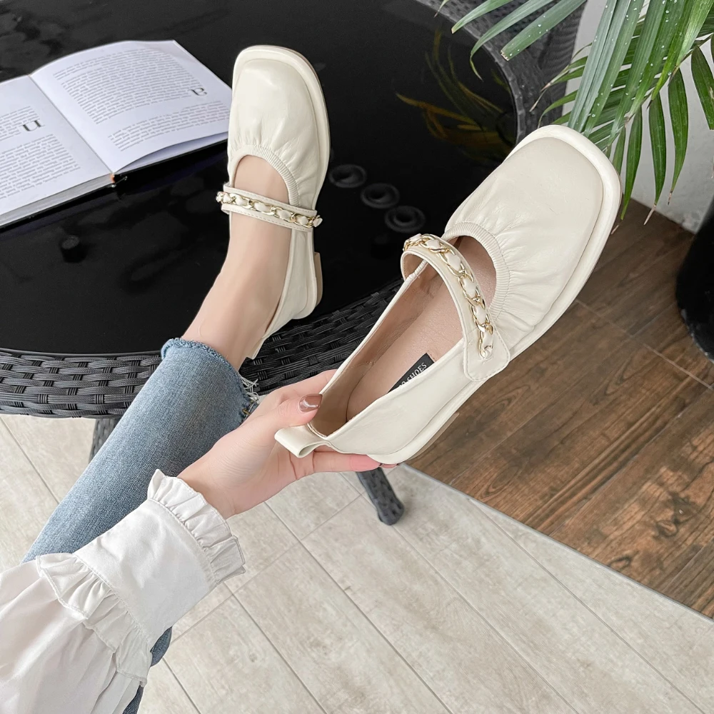 

Mary Jane women's shoes 2023 spring new casual shallow mouth flat single shoe retro soft soled hook loop bean shoes