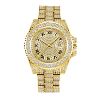 men hip hop brand watches fashion alloy band luxury full diamond business date gold quartz watch montres de marque de luxe 2022