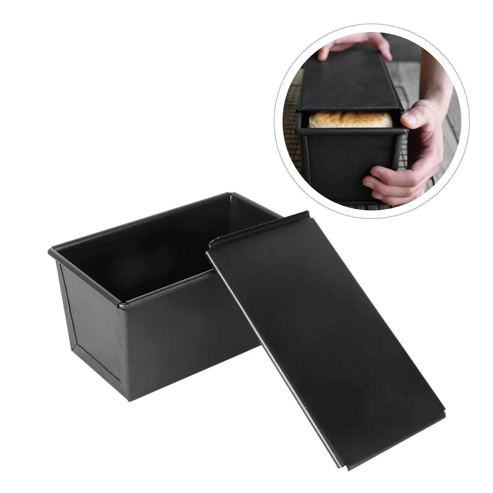 

Pan Bread Loaf Baking Toast Mold Pans Tin Bakeware Non Cake Box Lid Molds Stick Rectangular Tray Cover Steel Metal Black