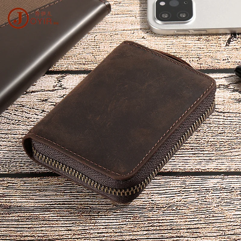 Genuine leather retro zero wallet, RFID anti magnetic card bag, large capacity card holder, organ bag, card holder, multiple car