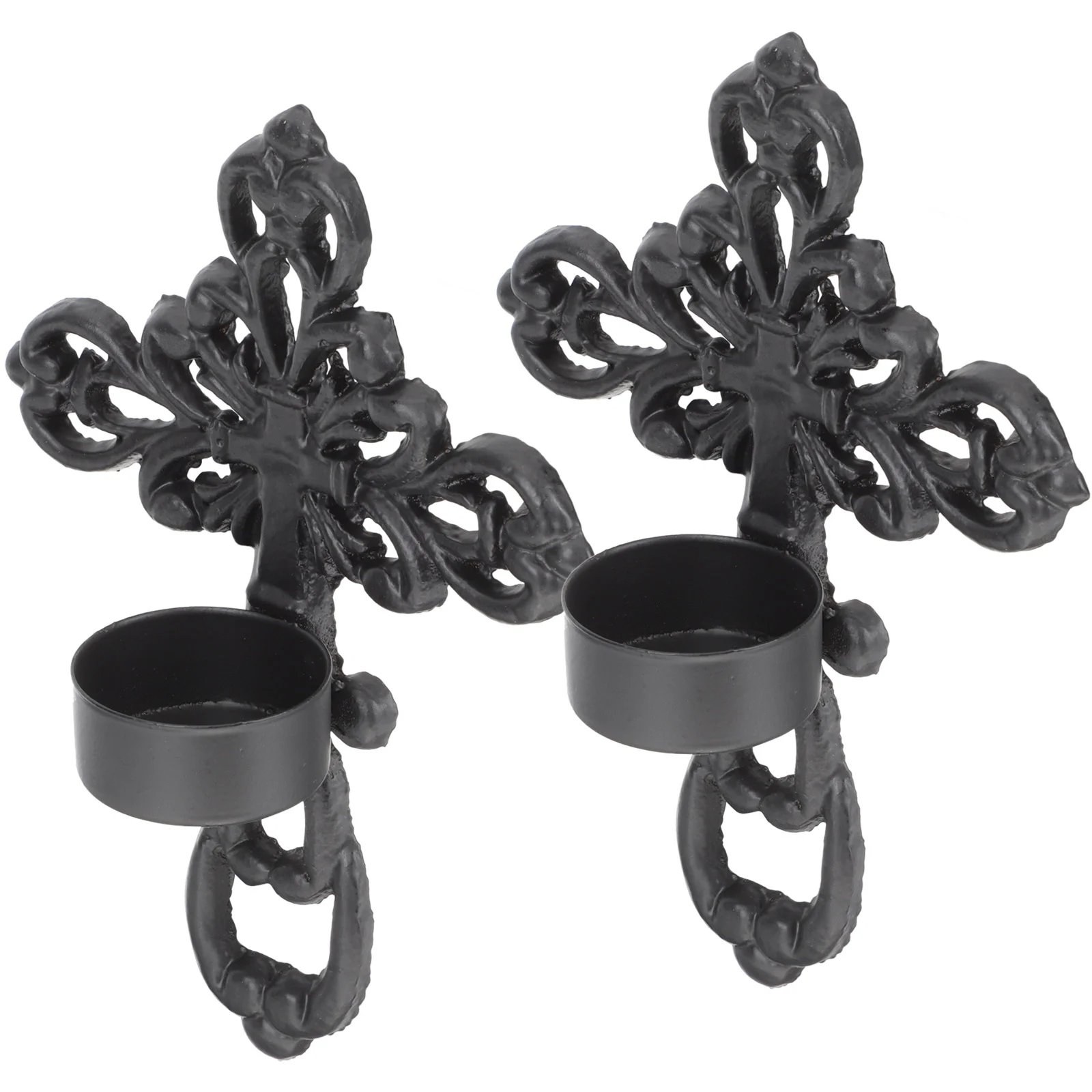 

2 Pcs Bracket Cross Candlestick Wall Mounted Holder Decorative Holders Iron Stand