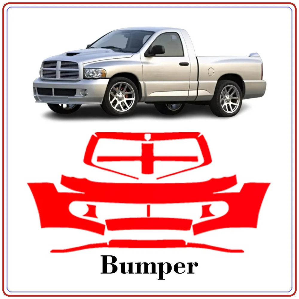 Фото Для Dodge Ram SRT-10 2004-2005: Комплект защитной пленки из ТПУ (PPF) для переднего бампера, прозрачная защита от камней (ЕС/Великобритания) №1