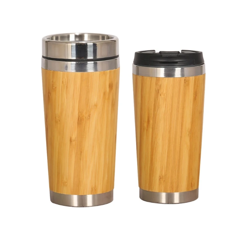 

Stainless Steel Liner Tumbler Wooden Insulated Coffee Tea Mug Travel Camping Cup Thermos Bottle with Lid Gift dropshipping