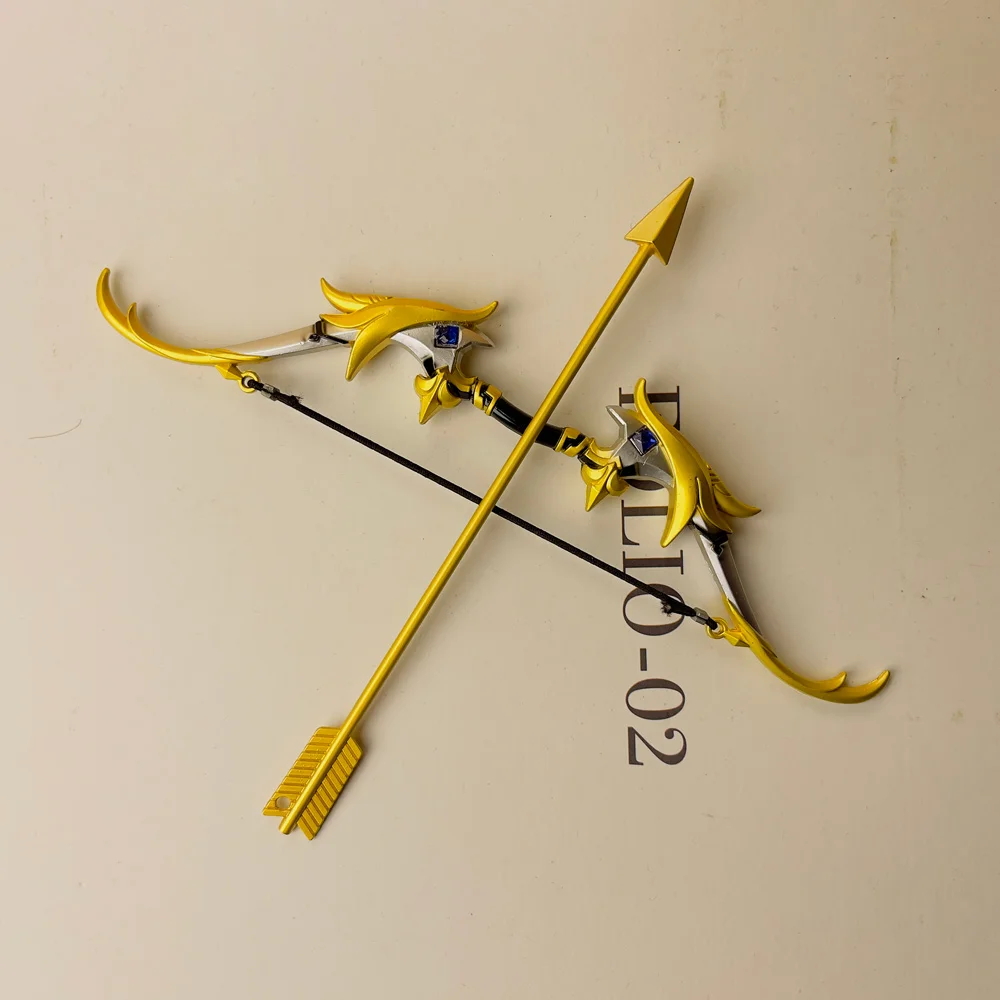 

17cm Game Merch Favonius Warbow Toy Bow and Arrow Model Genshin Impact Zinc Alloy Craft Toy for Gamers Keychain
