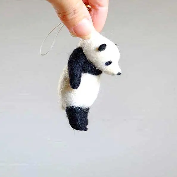 Non-Finished Funny Lovely Cat Dog Panda Raccoon Carry Pick Up Animal Wool Needle Felting Pocket Animal Doll Toy DIY Kit For Kids images - 6