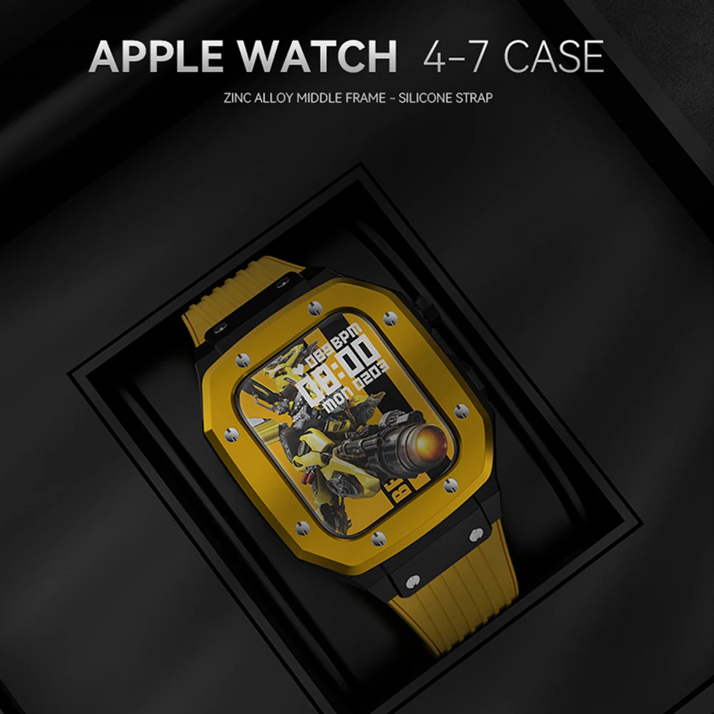 

Metal Case + Silicone Strap For Apple Watch 7 Band 45mm Bracelet For iWatch Series 6 se 5 3 42mm 44mm Belt Wristbands Accessorie