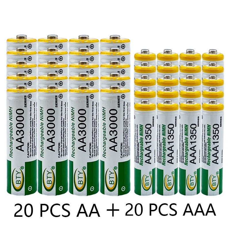 

New 1.2V 3000mAh NiMH Rechargeable AA Battery AA+AAA1350MA Rechargeable Battery NiMH 1.2V AAA Battery AAA baterias recargables