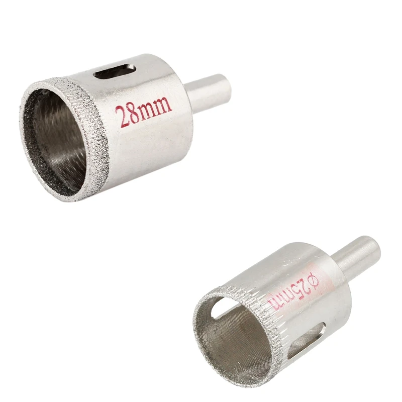 

Пила для отверстий, комплект из 2 насадок диаметром 28 мм, с алмазным покрытием, для плитки, стекла, керамики, 25 мм