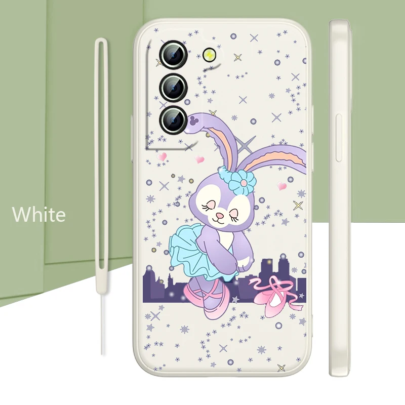 

Cute Disney Stella Rabbit For Samsung Galaxy S22 S21 S20 S10 S9 Ultra Plus Pro FE Liquid Rope Silicone Phone Case