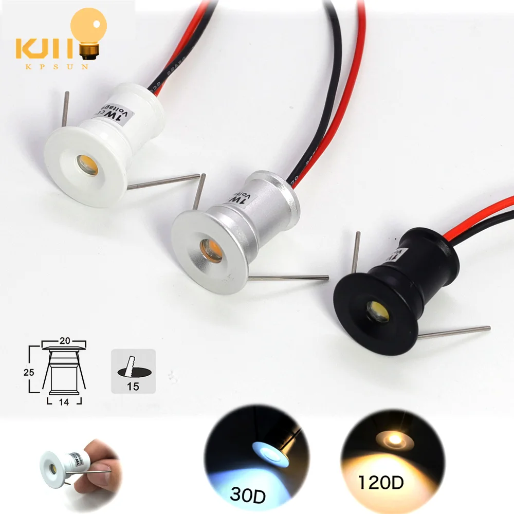 KPSUN мини светодиодный прожектор алюминиевый белый 1Вт 12В