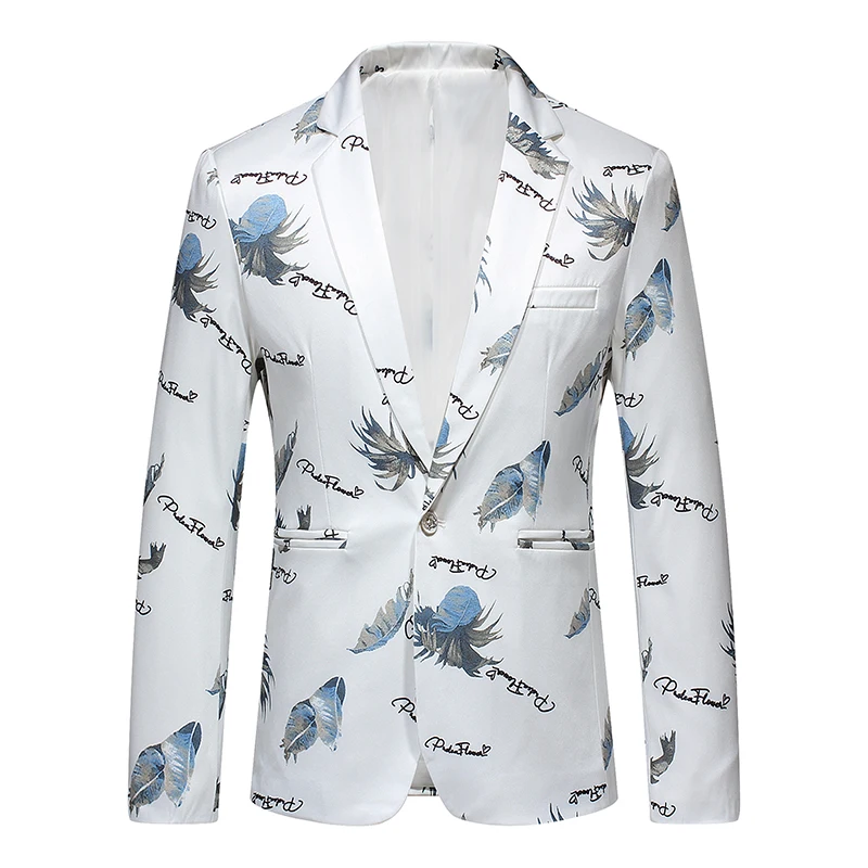 

2022 High-quality Printed Men's Blazers Wedding Business Casual Suit Jacket Slim Fit Street Wear Social Banquet Party Dress Coat