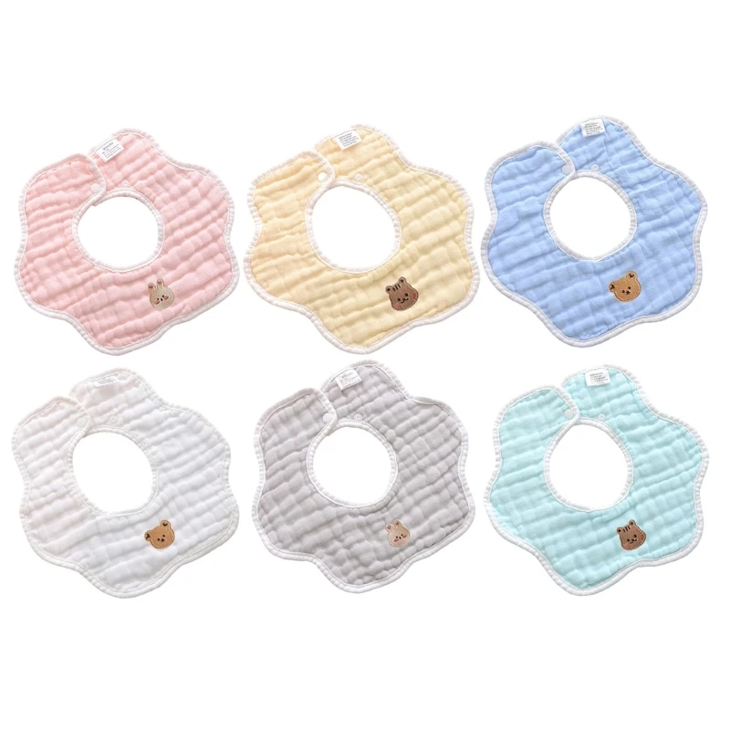 

Breathable Baby Bibs Newborn Drooling Bib Cotton Burp ClothS with Button H37A