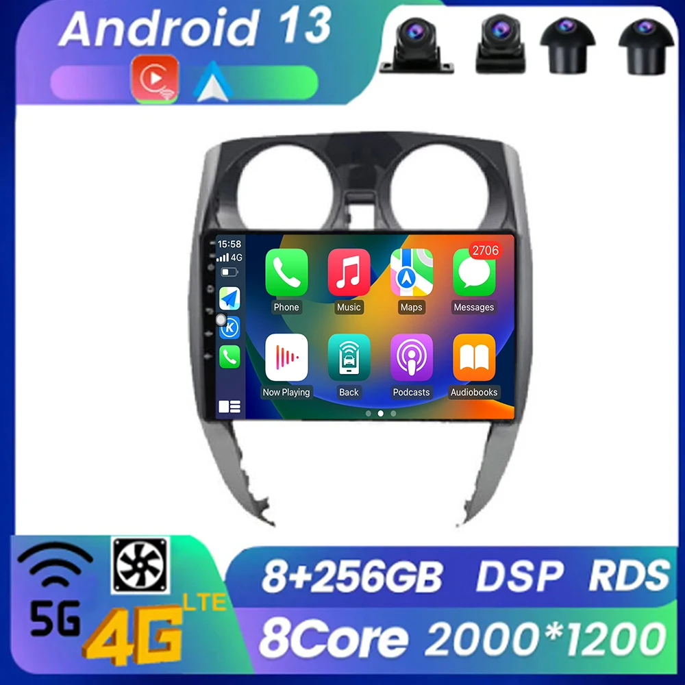 

Радио Bluetooth WIFI Android 13 для Nissan Note 2 E12 2012 - 2021 Авторадио беспроводной Carplay мультимедиа