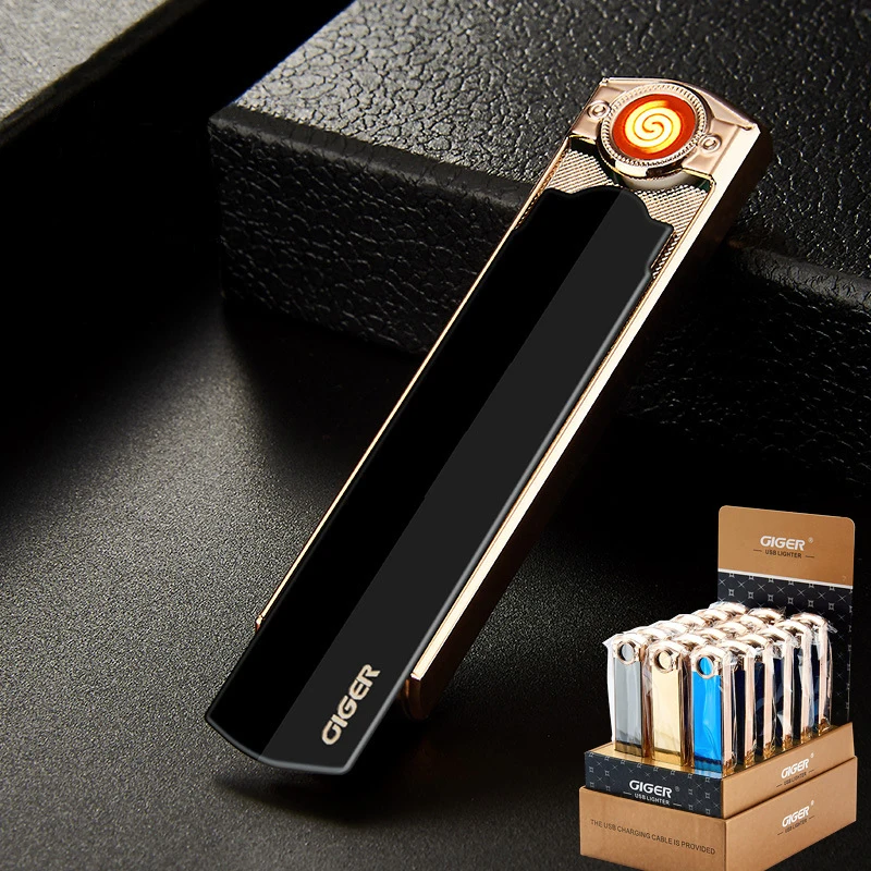 New Mini Dropdown Outdoor Windproof USB Charging Candle Flameless Electric Coil Tungsten Wire Portable Lighter Men's Gift