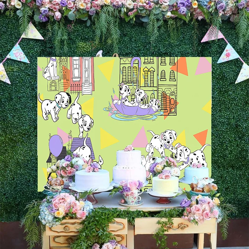 

101 Симпатичный щенок далматинца, щенок, собака, играющая в игры, фон, диснеевские мальчики, день рождения, вечеринка, Мультяшные декорации, баннер