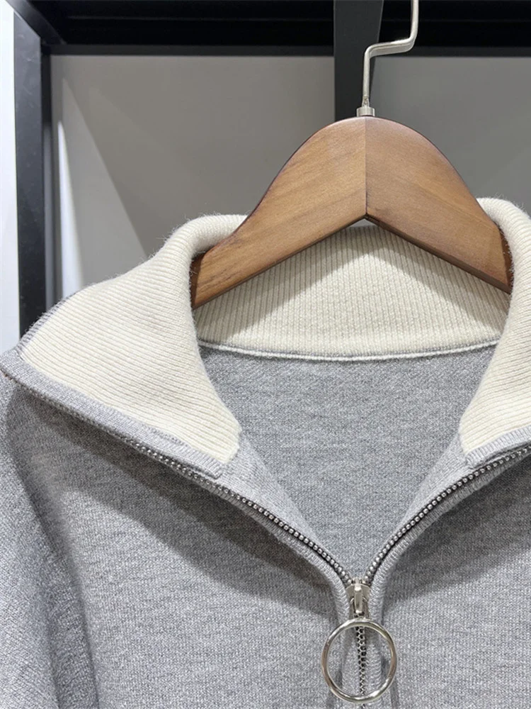 

Женский жаккардовый вязаный свитер с буквенным принтом, свитер с высоким воротником на молнии и длинным рукавом, осень 2022, женская трикотажная одежда, пуловер, топы