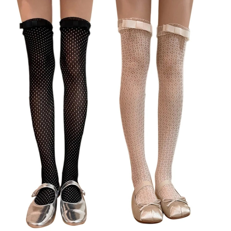 

Woman Socks Lace Black Long Socks Sexy Knee High Socks Ruffle Stockings P8DB