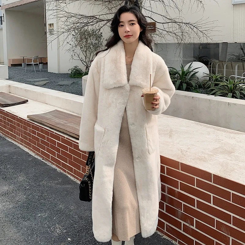 

Длинное пальто из искусственного меха норки, Женское зимнее меховое пальто, новинка, однотонная Высококачественная Толстая теплая зимняя куртка из искусственного меха для женщин 2022