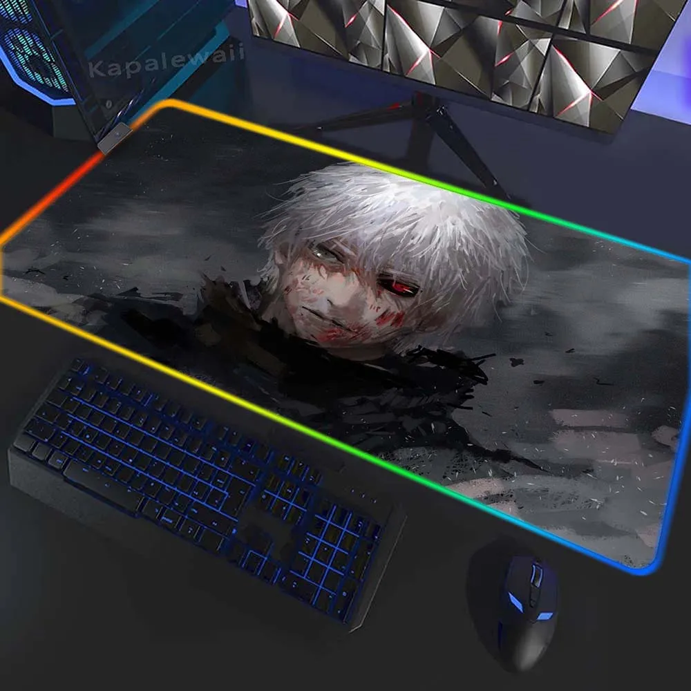 

Tokyo Ghoul LED 400x900mm Large Keyboard Pads Locking Edge Mousepad Desk Mat Backlight Gaming Mouse Pad Computer Soft Mouse Mat