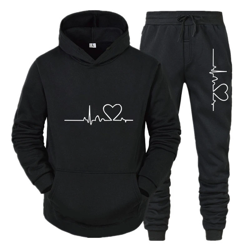

Fashion Women Sport Outdoor Gym Sweatshirt Suits Spring Love Printed Hoodie+Pants Sets Casual Female Hoody Pullover Tracksuit