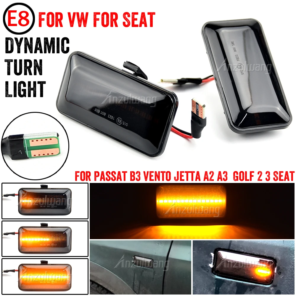 

Side Marker Light Dynamic LED Turn Signal Flashing Indicator Blinker For VW Golf 2 3 Passat B3 Vento Jetta A2 A3 Seat Ibiza 2
