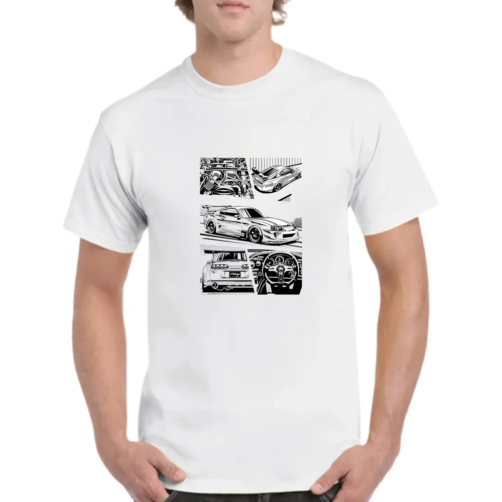 

2023 Men'S Vintage Car Sports Car Print Short Sleeve Fashion Casual Jogging Crewneck Loose Comfortable Oversized Top Streetwear