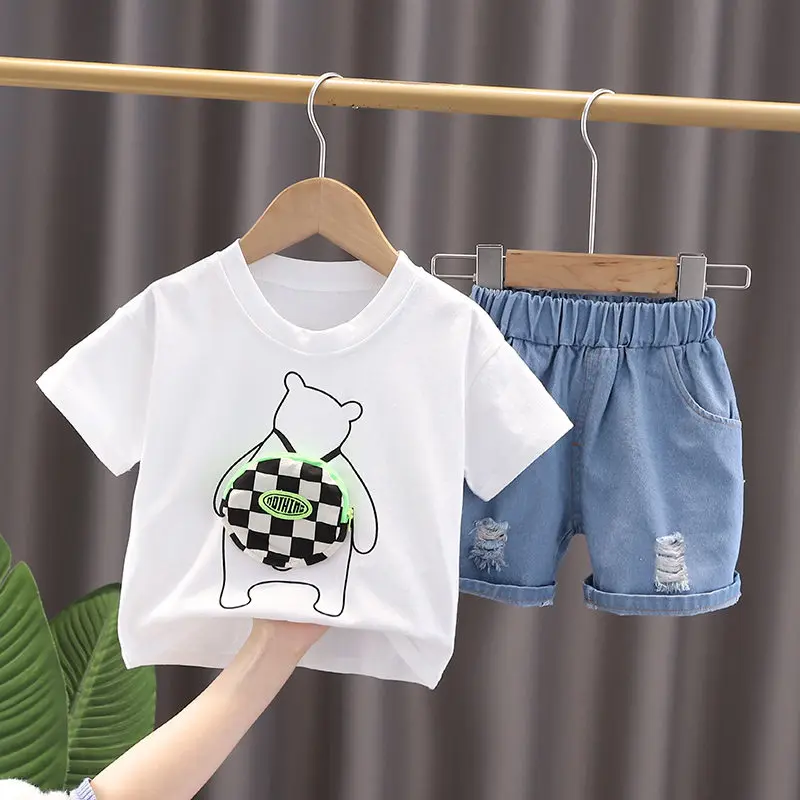 

Summer Children Outing Clothes Baby Boy Girl Printed Bear Vest Cartoon Shorts 2Pcs/Set Infant Kids Fashion Toddler Tracksuit
