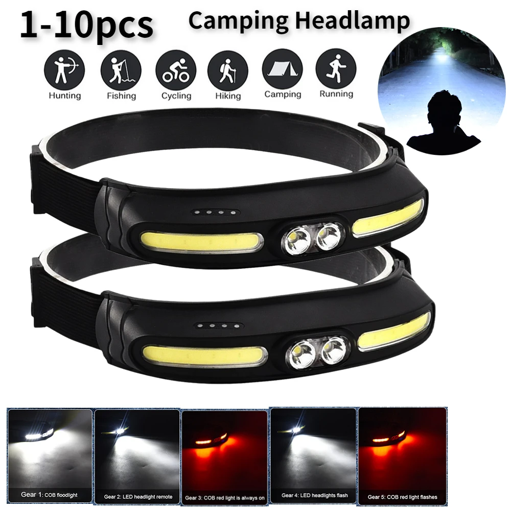 

COB LED Portable Floodlight Headlight Mini Multi-functional Strong Light Induction Headlamp Outdoor Camping Fishing