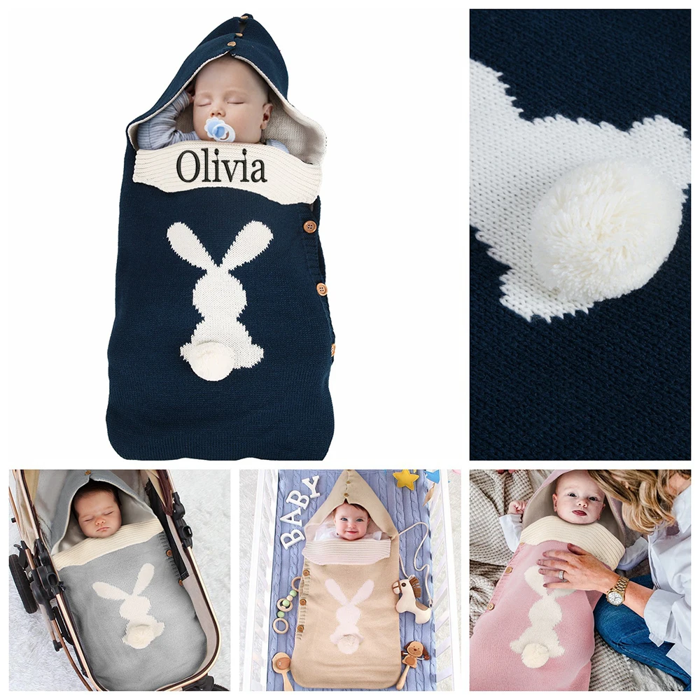 Personalized Newborn Rabbit Children's Sleeping Bag Plush Tail Buckle Children's Kick Resistant Quilt Knitted Outdoor Sleeping
