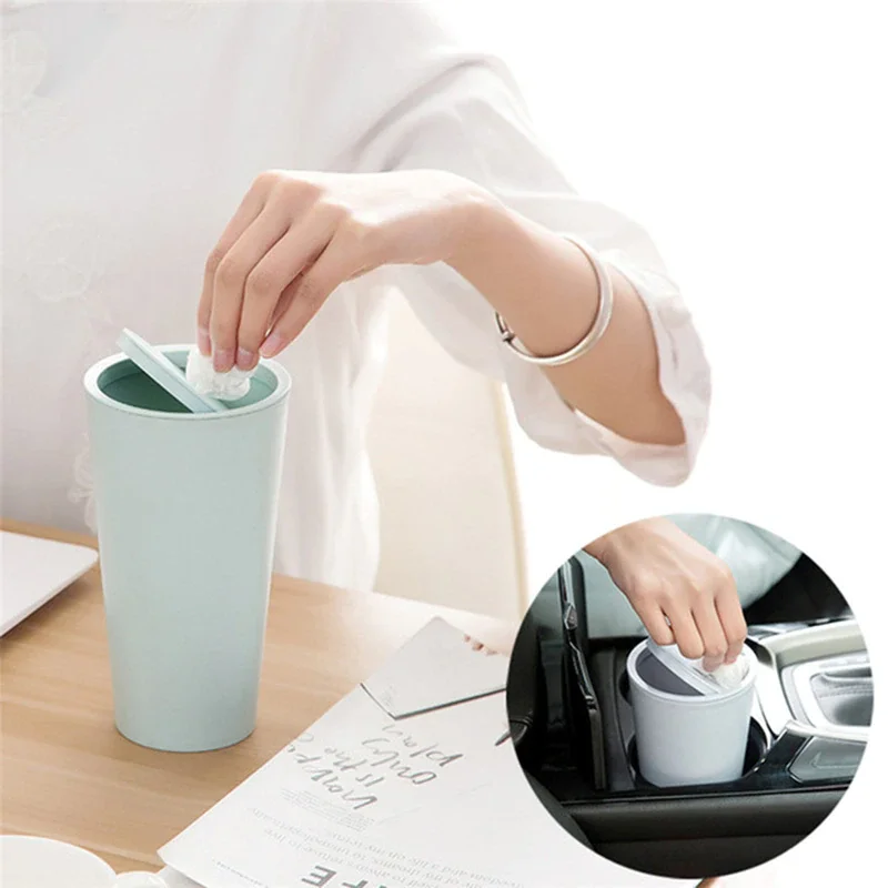 

Car Desktops Table Trash Can Mini Creative Covered Kitchen Living Car Accessories Room Office Sundries Organizer Dustbin Car