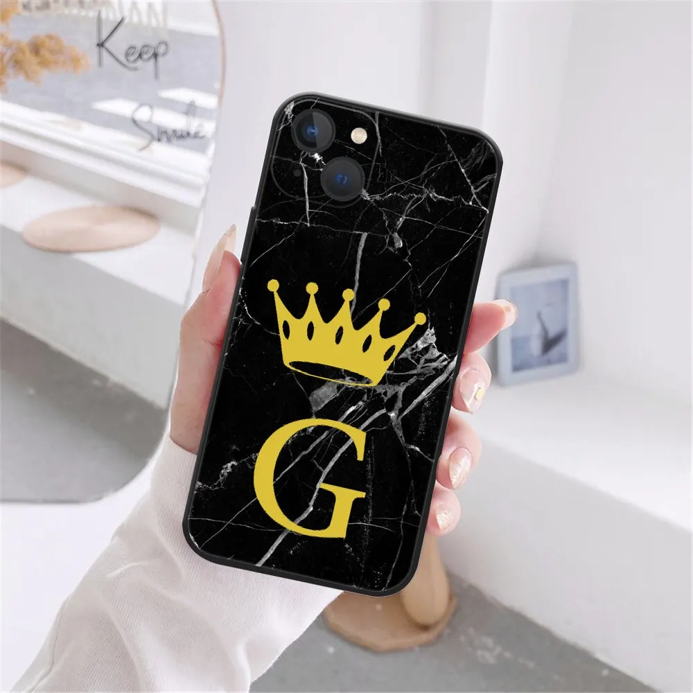 Мраморная текстура с инициалом Буквы A Z чехол для телефона iPhone 11 Pro X XR XS Max 8 7 Plus SE 2020 роскошная Корона пары мягкий чехол из ТПУ (art.: 3920bc54bc840) - 3920bc54bc840