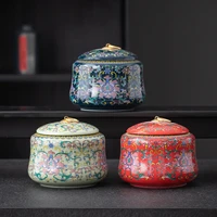 painted ceramic tea pot sealed candy nuts coffee beans storage tank home moisture proof grain storage container home decoration