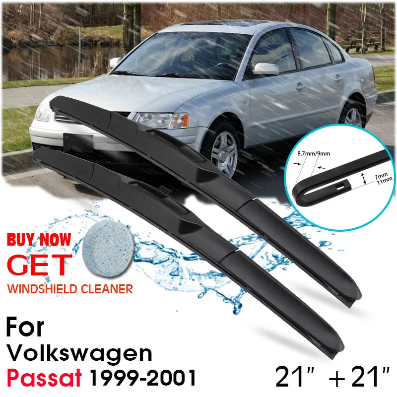 

Car Wiper Blade Front Window Windshield Rubber Silicon Refill Wipers For Volkswagen Passat 1999-2001 21"+21" Car Accessories