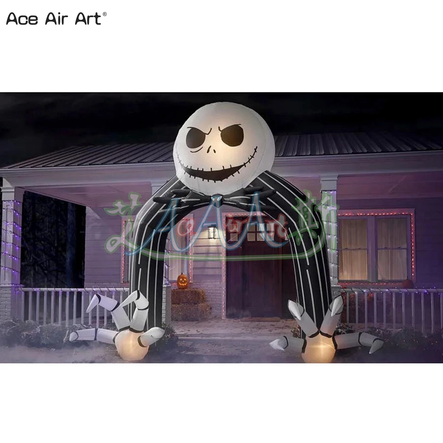 

Horrible Halloween Inflatable Arch Suit Leather Inflatable Skull Archway For Holiday Courtyard Party Decoration