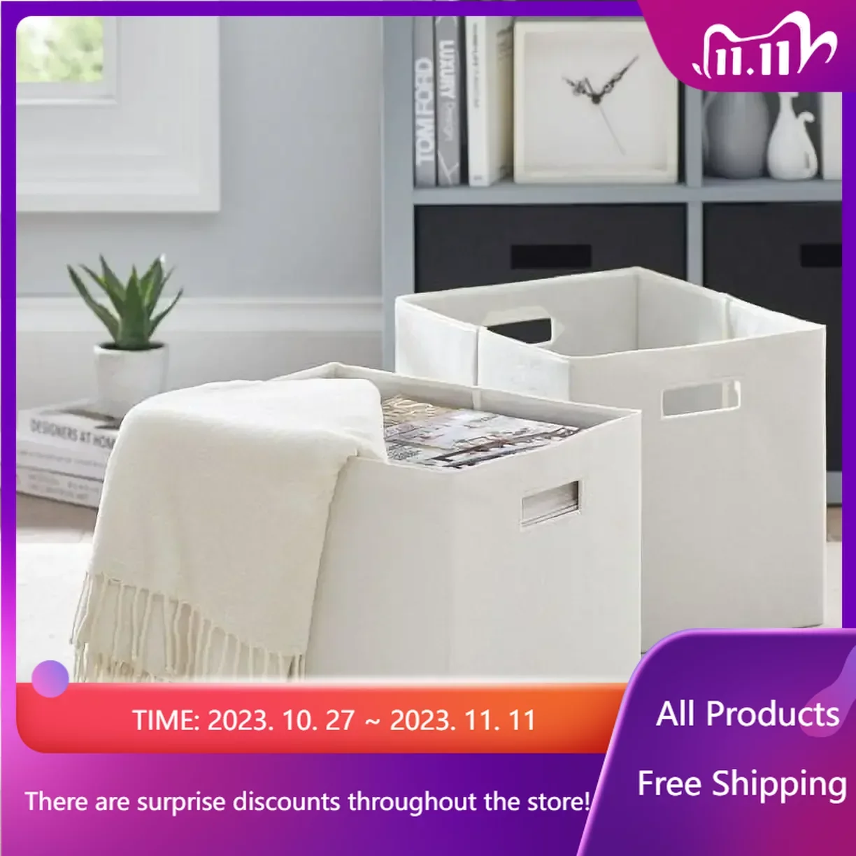 

10.56 Gallon Fabric Storage Bins,2 Count， Storage Box ， Storage Box Storage Boxes，storage Containers Fast Transportation