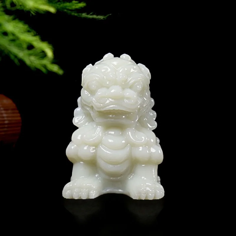 Hot Selling Natural Hand-carve White Jade Lion Necklace Pendant Fashio Jewelry Accessories Men Women Luck Gifts1D