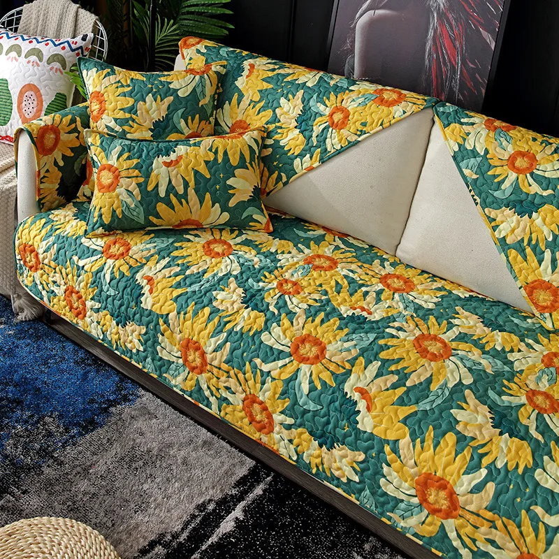 Sofa Towel Cotton Cushion Four Season Universal Non-slip Covers Chair Living Room Flowers Cartoon Patterns | Дом и сад
