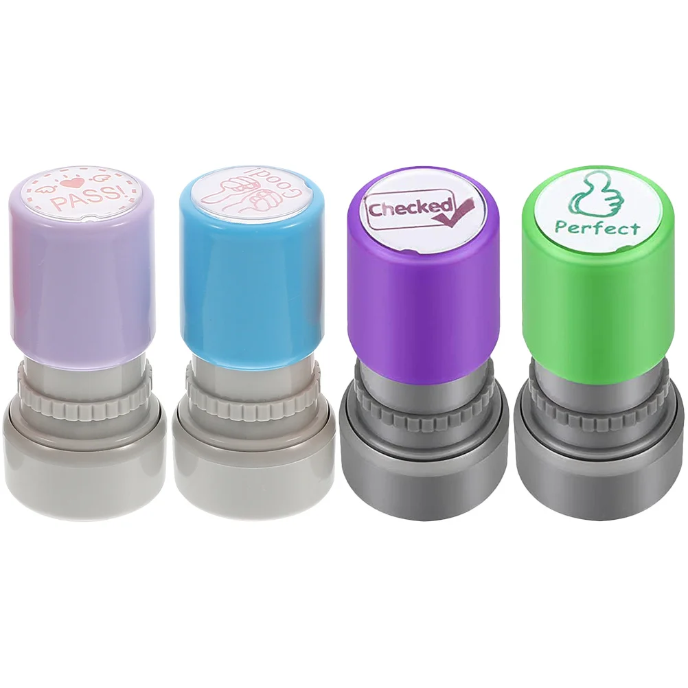 

4 Pcs Stamps Encourage Cartoon Chapter Comfortable Teacher Must Have Student Small Ergonomic Stamper Homework Photosensitive